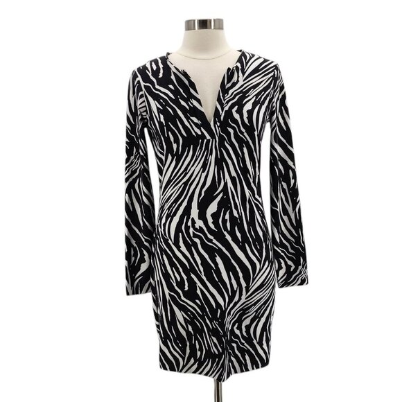 Diane Von Furstenberg Black and White Zebra Print Dress - Picture 1 of 11